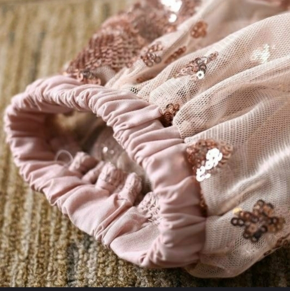 Rose Gold Sequin Embroidered Long Sleeve Romper - Picture 4 of 7